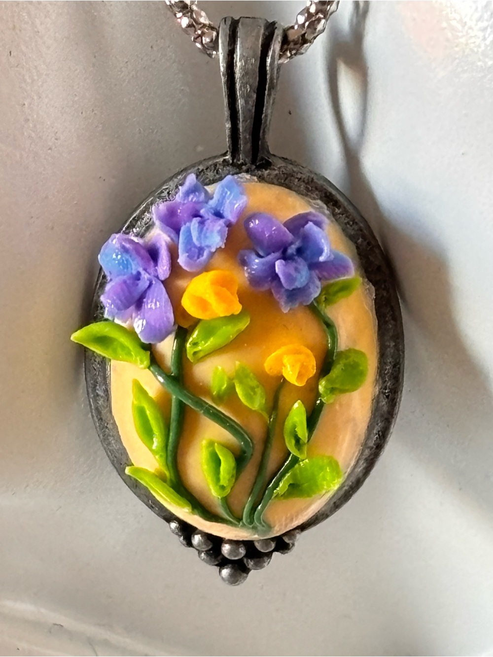 🌸 Handmade Polymer Clay Floral Garden Pendant Necklace